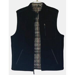 Scully Reversible Black Sherpa to Quilted Plaid Western Zip Vest Jacket